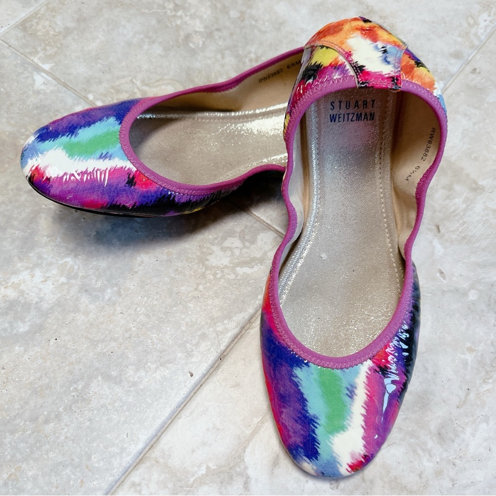Beautiful Stuart Weitzman Leather Ballet Flats in multi-color